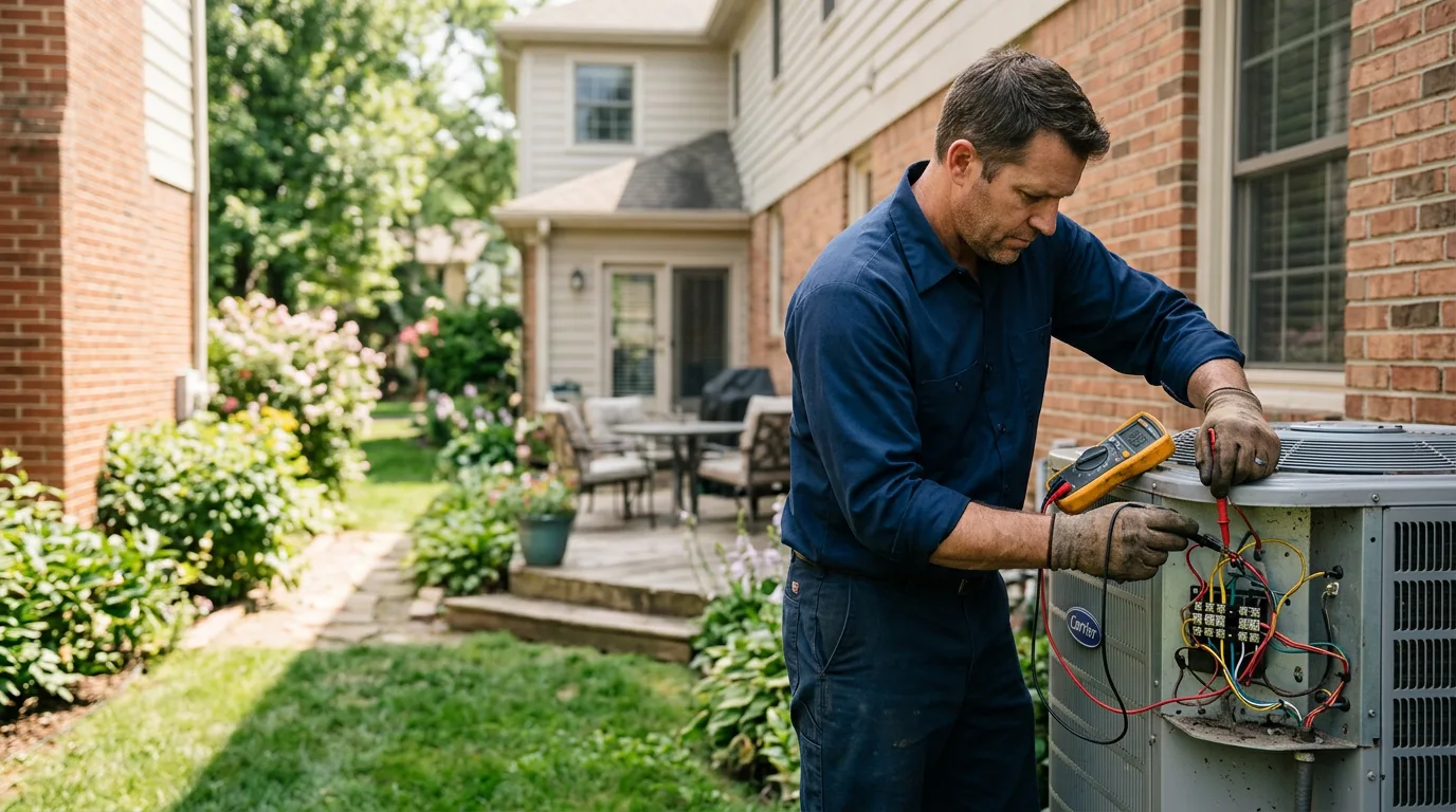 HVAC technician working near Holdenville, OK